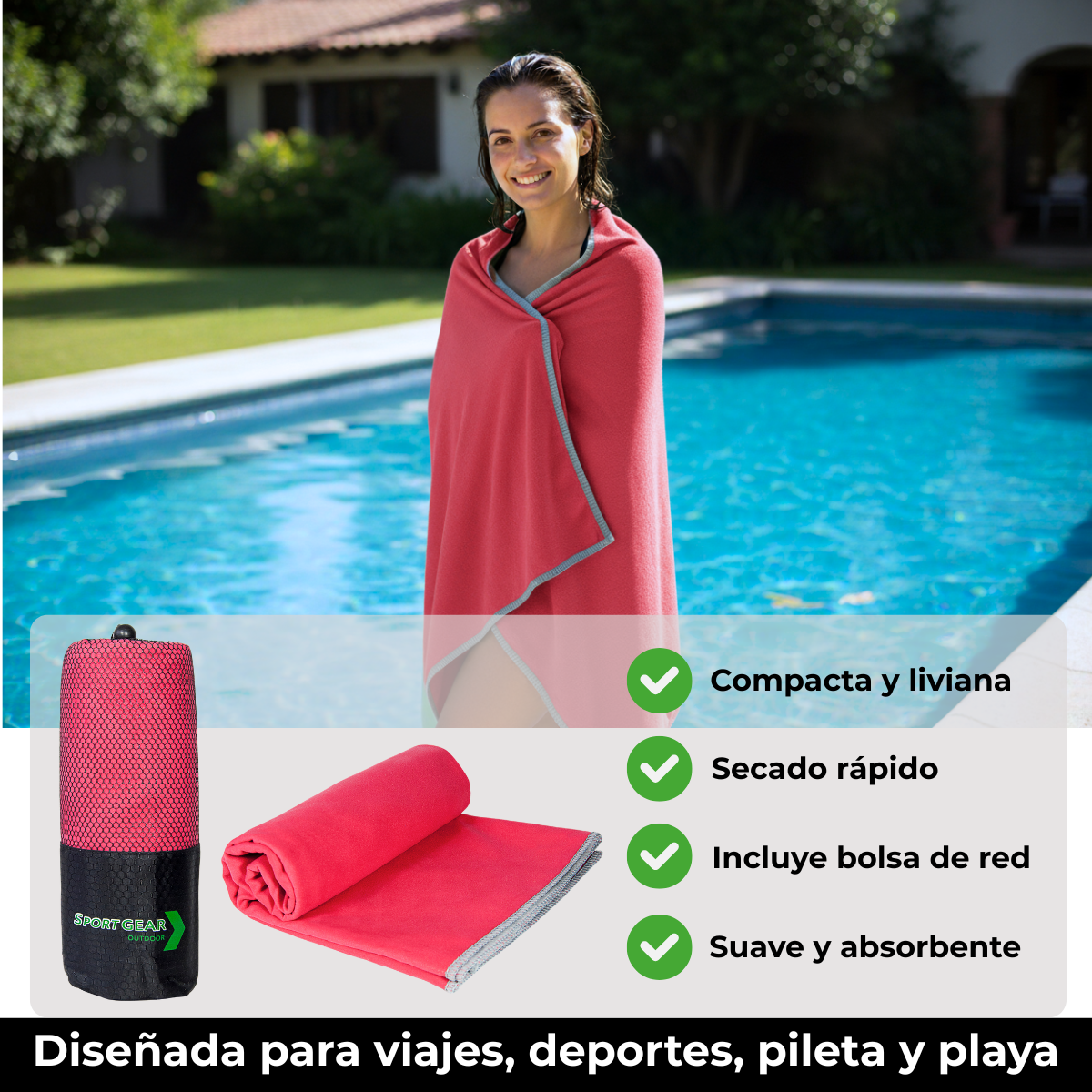 Toalla Toallon Secado Rápido de Microfibra