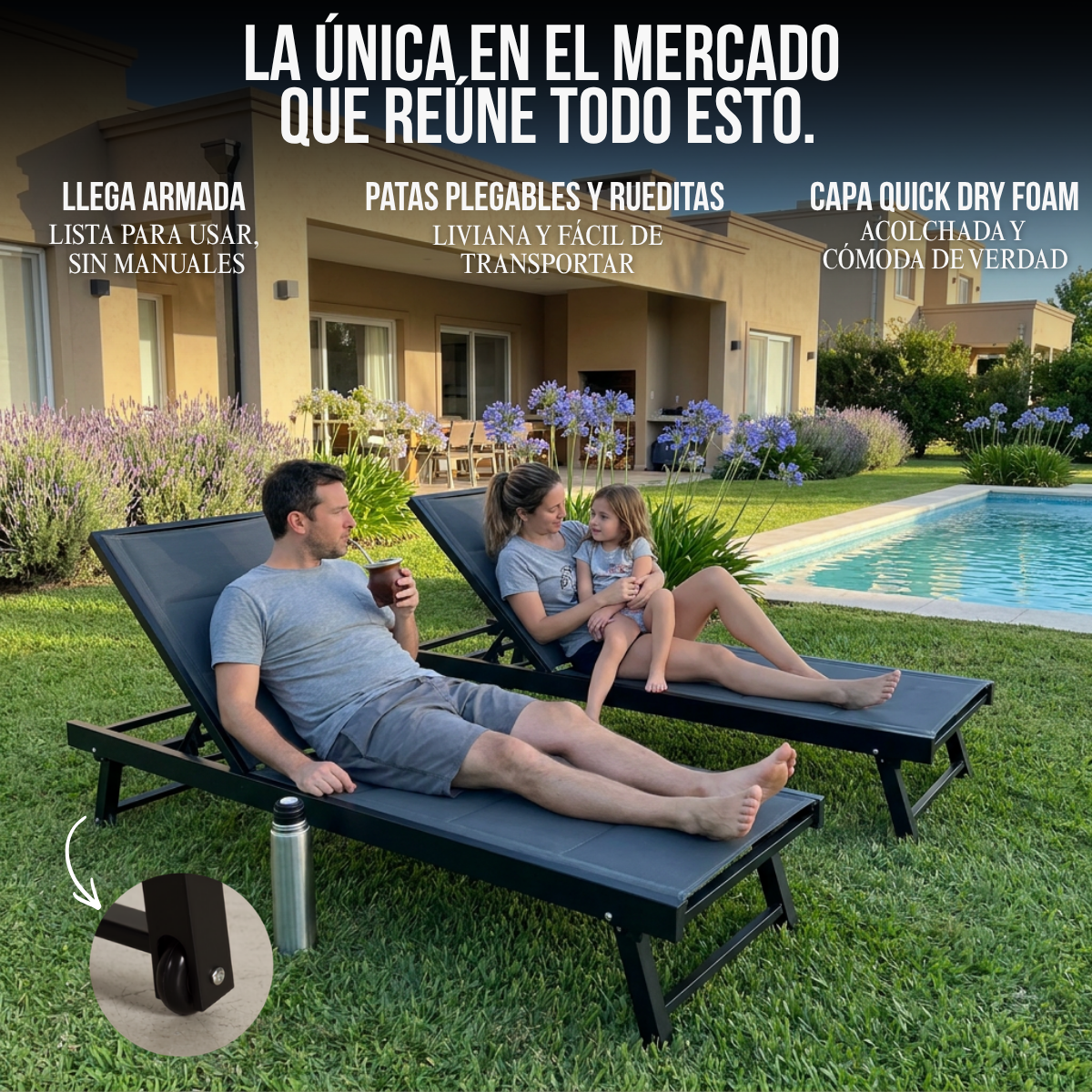 Reposera Cama de Aluminio