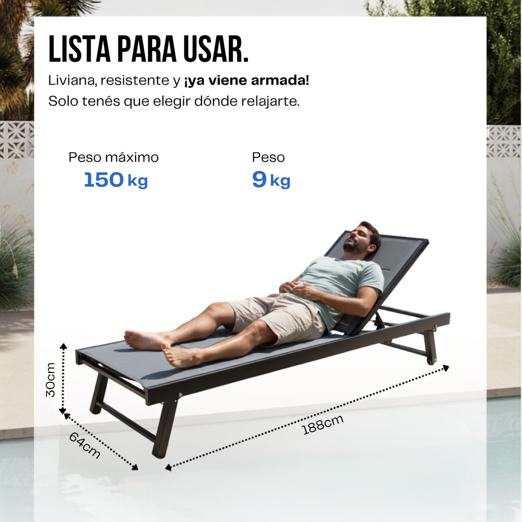 Reposera Cama de Aluminio