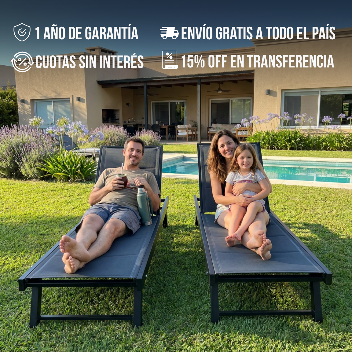 Reposera Cama de Aluminio